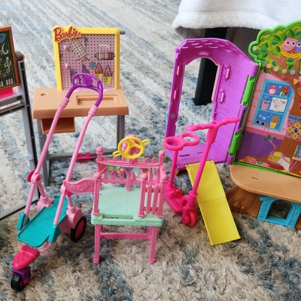 Barbie Brand 7 Piece Play Structures Lot GUC